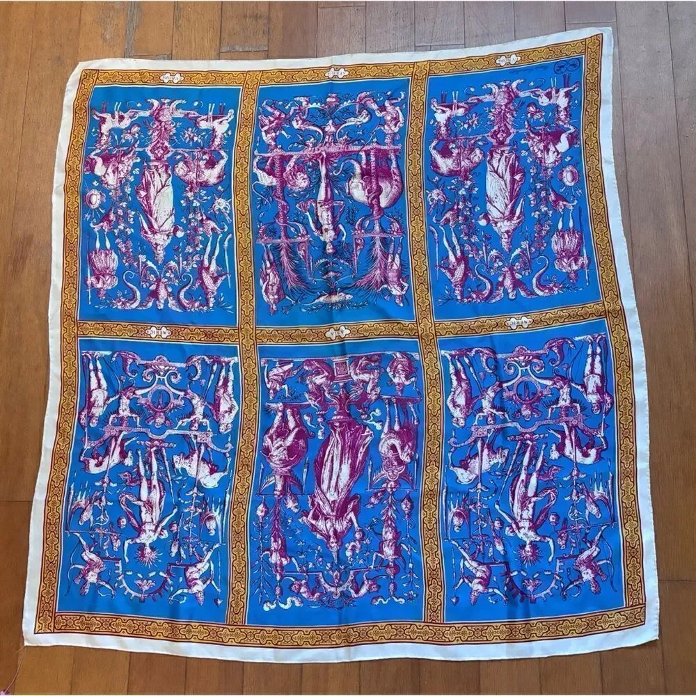 Rare-Vintage 1950's BROOKE CADWAL-LADER SILK SCARF 4 Continents